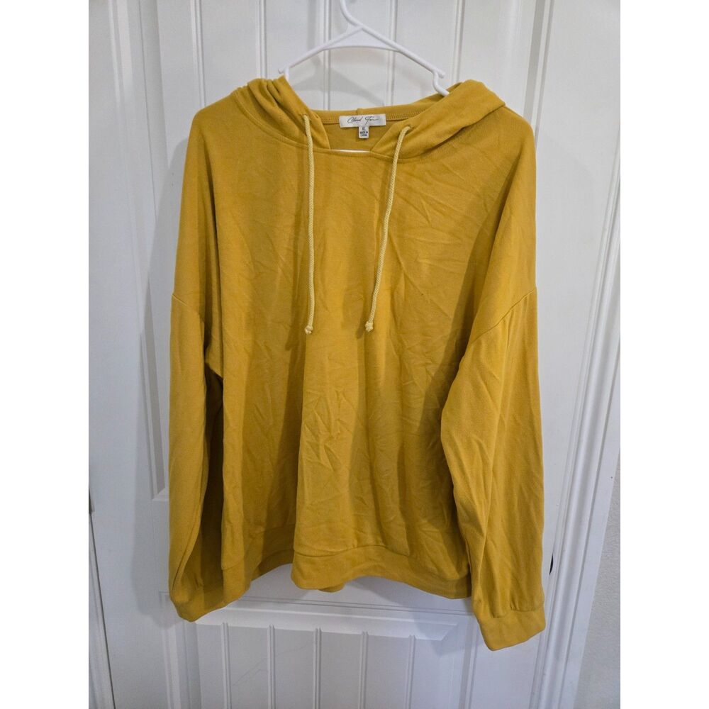Cloud Ten Women’s XL Mustard Yellow Oversized Hooded Pullover Sweatshirt Top